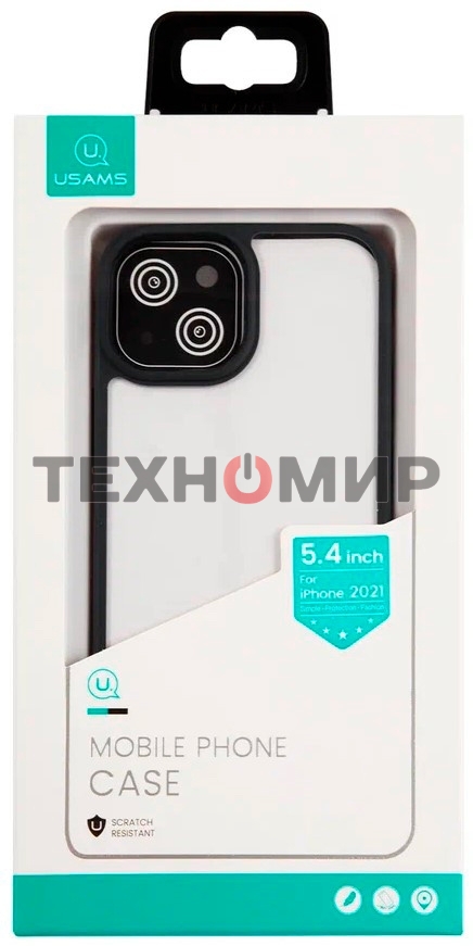 Чехол для Apple iPhone 13 mini Usams US-BH768 прозрачный/черный (УТ000028113)