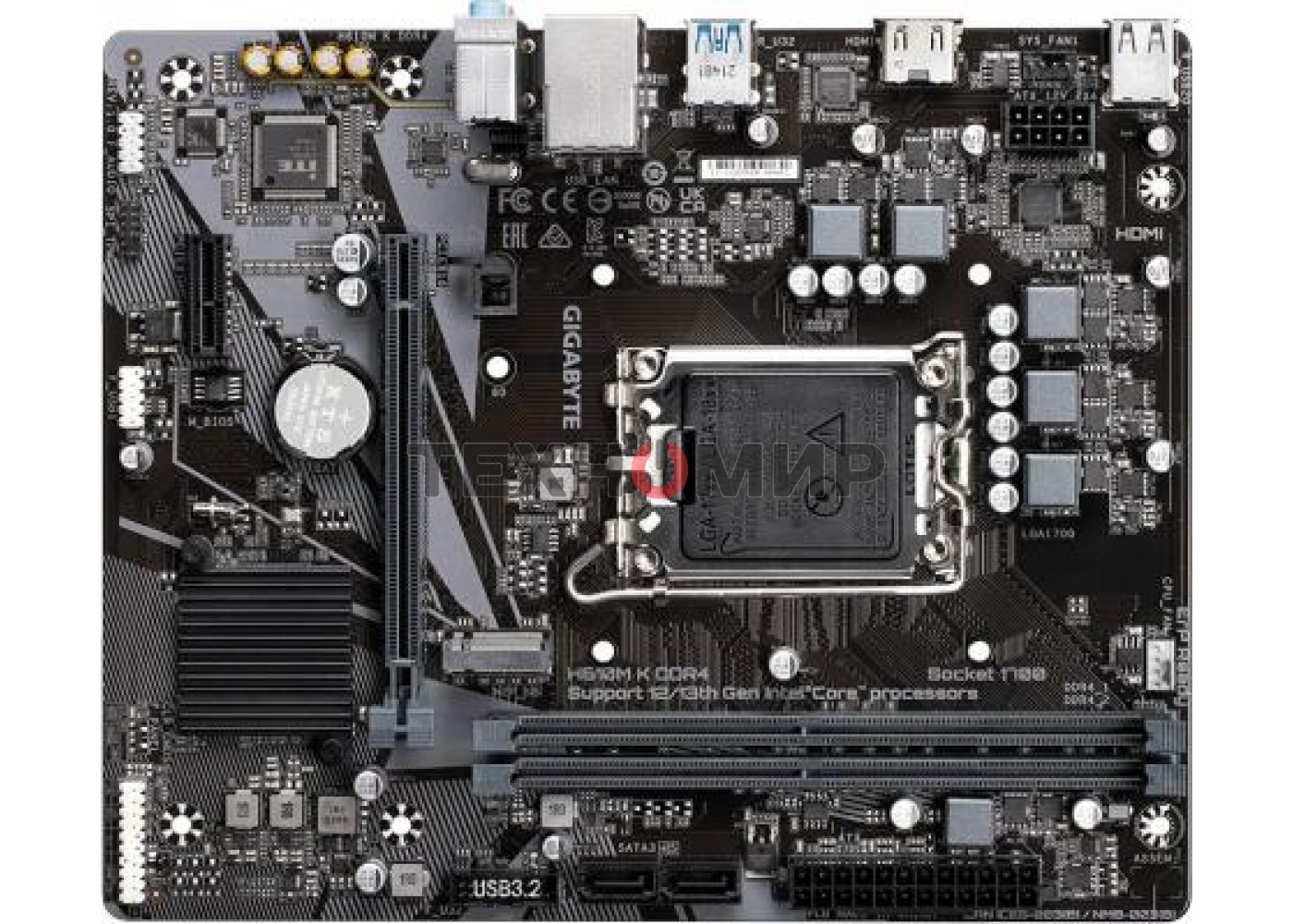 Материнская плата Gigabyte H610M K DDR4 V2.0, LGA 1700, Intel H610, 2xDDR4, 2xSATA, 1xM.2, 1xPCIe 4.0 x16, 1xPCIe x1, 1xHDMI, 1x 1Gb LAN, 2xUSB-A 3.2 Gen 1, 4xUSB-A 2.0, 3x 3.5 мм, 7.1, mATX