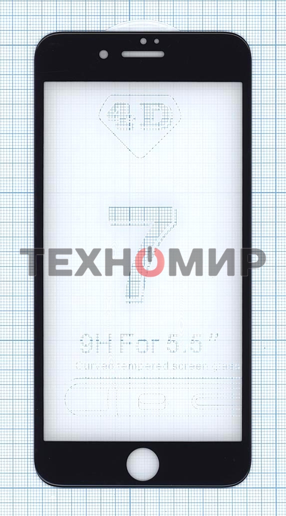 Защитное стекло 4D для Apple iPhone 7/8 Plus черный