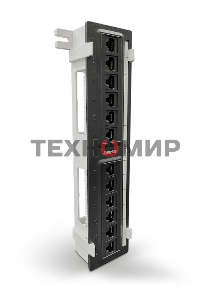 Монтажное оборудование Hyperline PPW-12-8P8C-C5e Патч-панель настенная, 12 портов RJ-45(8P8C), категория 5е, с подставкой