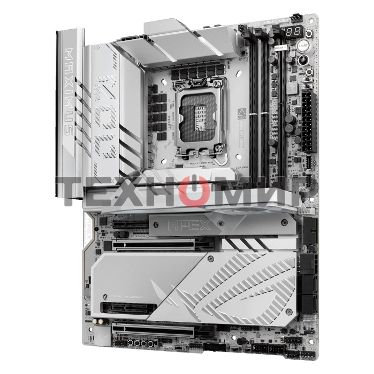 Материнская плата ASUS ROG MAXIMUS Z890 APEX, LGA 1851, Intel Z890, 2xDDR5, 4xSATA, 4xM.2, 1xPCIe 5.0 x16, 1xPCIe 5.0 x8, 2xUSB-C Thunderbolt 4, 1xUSB-C 20Gbps, 4xUSB-A 10Gbps, 4xUSB-A 5Gbps, 1x 5Gb LAN, 2x3.5 мм, 7.1, ATX