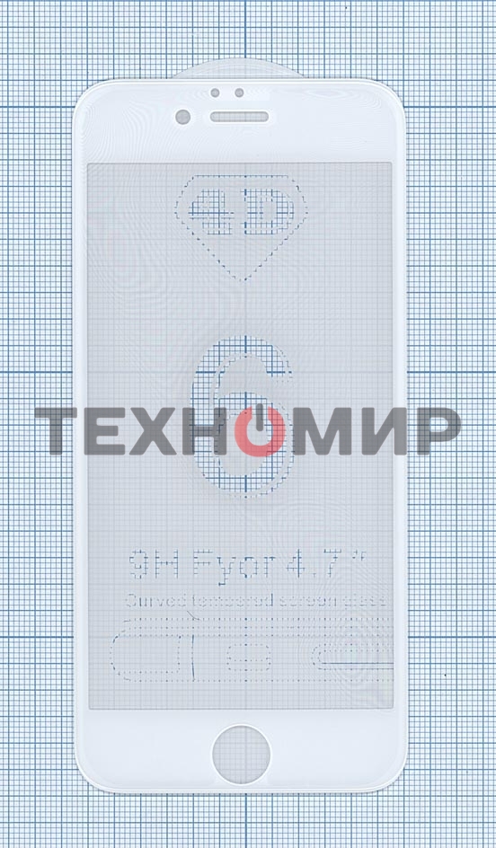 Защитное стекло 4D для Apple iPhone 6/6S белый