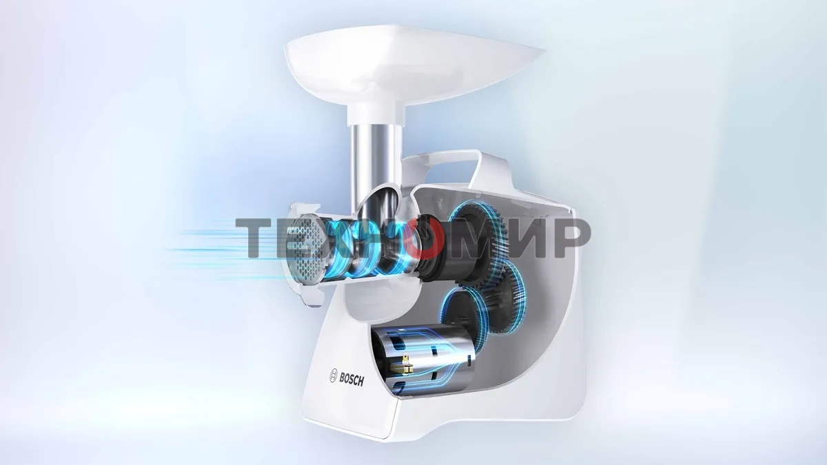 Мясорубка электрическая Bosch MFW67440 черный, 2000 Вт, 3.5 кг/мин, реверс, защита от перегрузки, насадки - 7