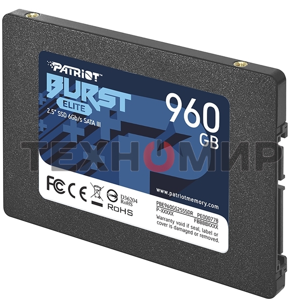 Накопитель SSD Patriot Burst Elite, 960Gb, SATA, 2.5