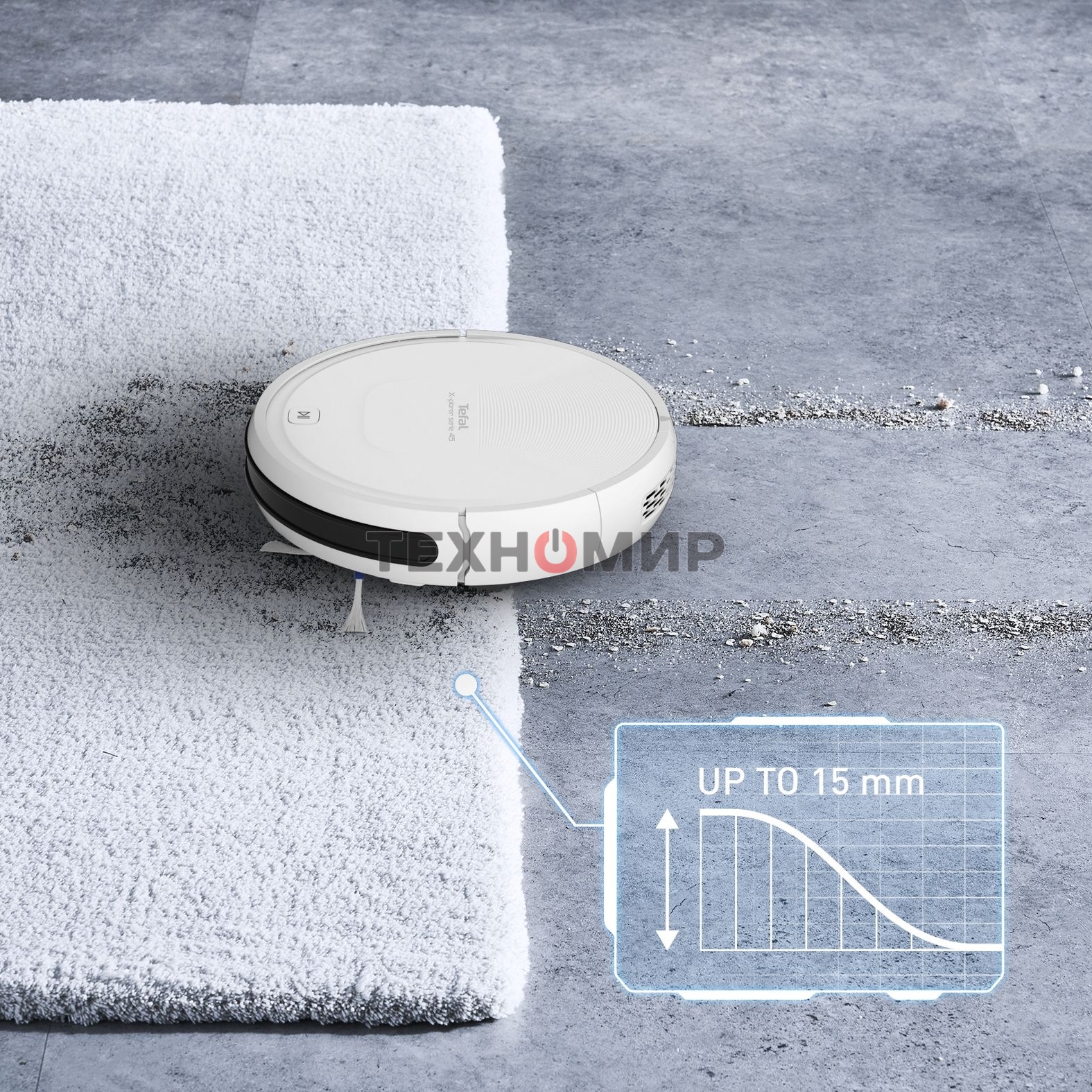 Робот-пылесос Tefal RG8227WH белый, 2600 мА·ч Li-Ion, уборка сухая, пылесборник контейнер 0.44 л