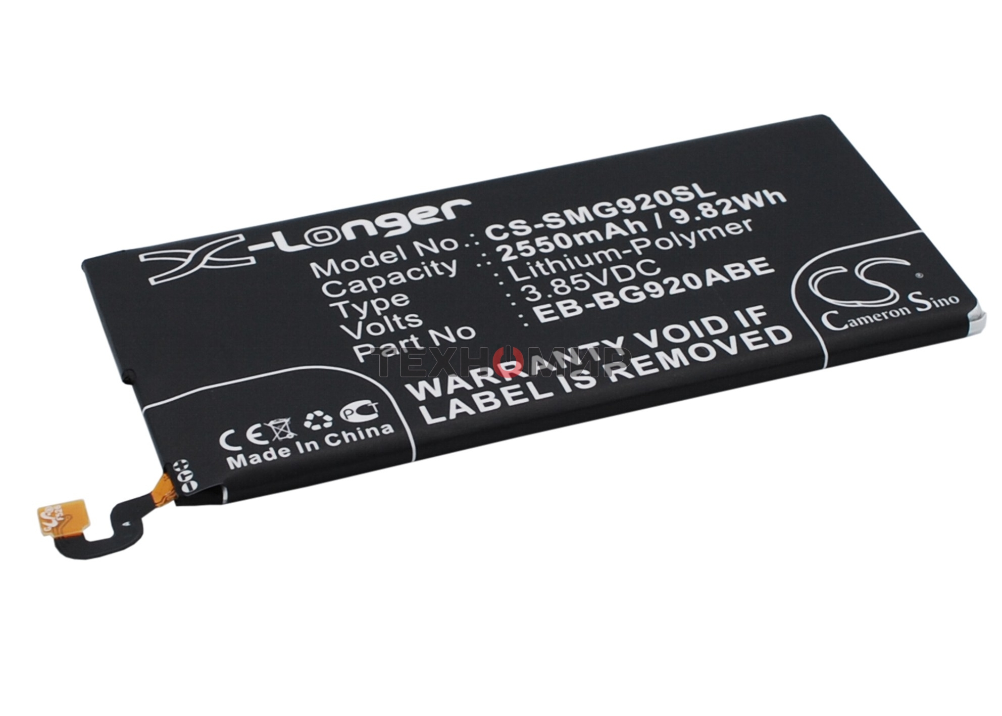 Аккумулятор CS-SMG920SL EB-BG920ABE для Samsung Galaxy S6 3.85V, 2550mAh, 9.82Wh