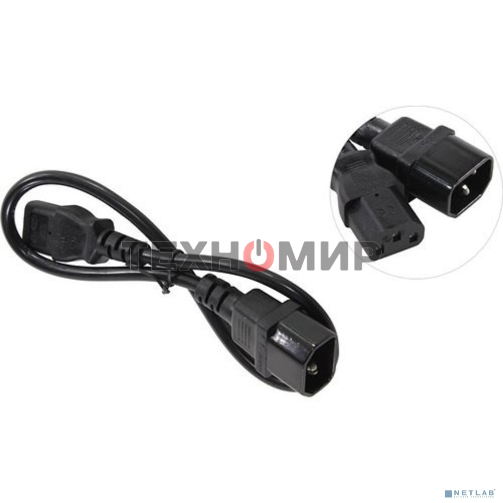 Кабель монитор-компьютер (UPS->уст-во) ExeGate Power EC-0,5P (С13->С14) VDE-250V-3*0.75-CU,10A, 0.5м