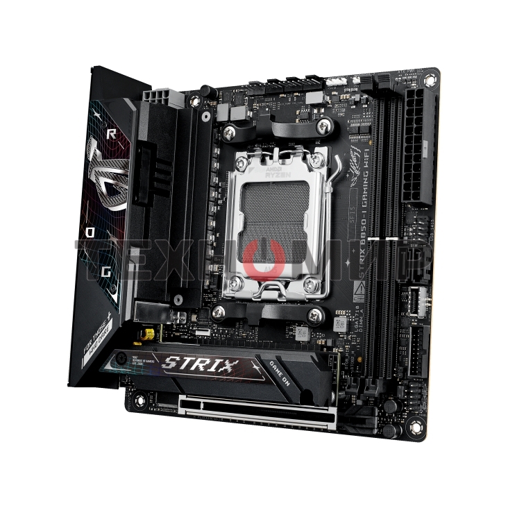 Материнская плата ASUS ROG STRIX B850-I GAMING WIFI, AM5, AMD B850, 2xDDR5, 2xM.2, 2xSATA, PCIe 4.0 x16, 1xHDMI, 1xUSB Type-C, 1x2.5Gb LAN, Wi-Fi 7, Bluetooth 5.4, 5xUSB-A 10Gbps, 1xUSB-C 20Gbps, 2xUSB-A 2.0, 3x3.5 мм, S/PDIF, 7.1, Mini-ITX