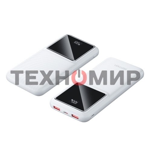 Портативный аккумулятор Vention 10000mAh(M/C-A/A)22.5W белый с LED Дисплеем