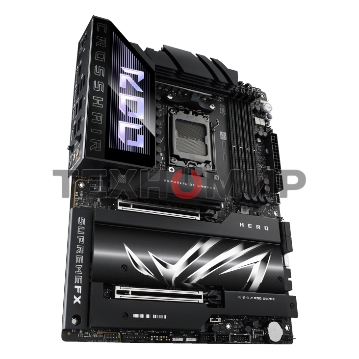 Материнская плата ASUS ROG CROSSHAIR X870E HERO, AM5, AMD X870E, 4xDDR5, 4xSATA, 5xM.2, 2xPCI-E 5.0 x16, 1xHDMI, 2xUSB-C (видео), 2x 5Gb LAN, 6xUSB-A 3.2 Gen 2, 2xUSB-C 3.2 Gen 2, 2xUSB4, 2x3.5 мм, 7.1, ATX