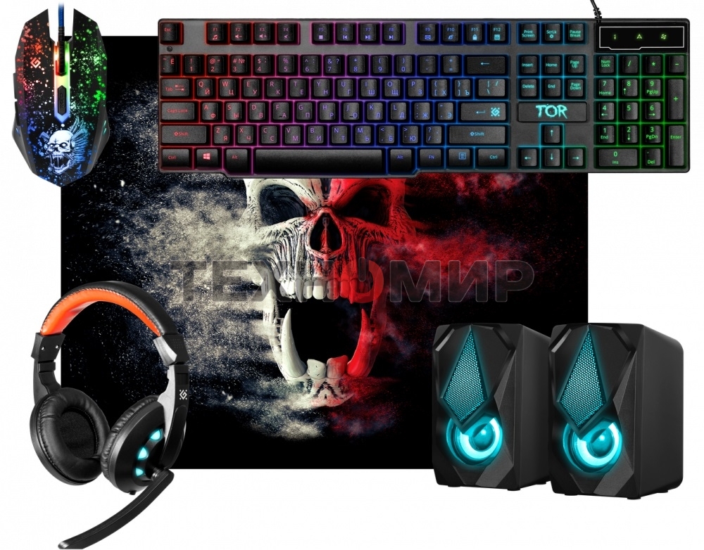 Комплект клавиатура+мышь Defender Tor MHP-127 проводной, USB, 3200 DPI, чёрный