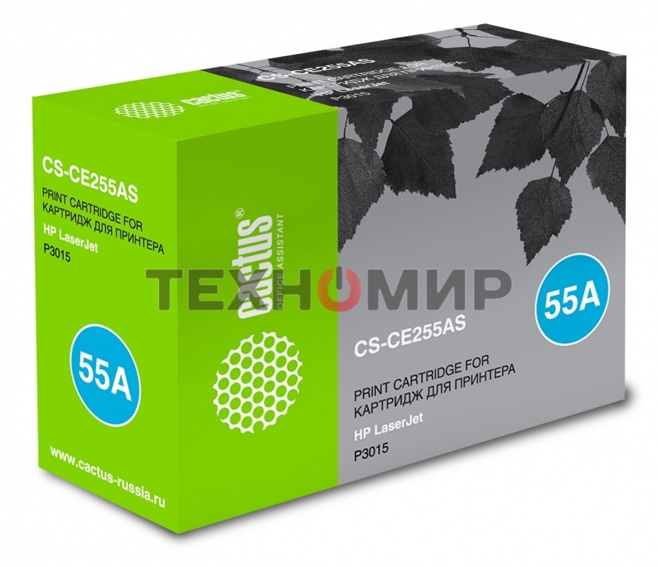 Картридж лазерный Cactus CS-CE255AS черный (6000 стр.) для HP LaserJet P3011/P3015