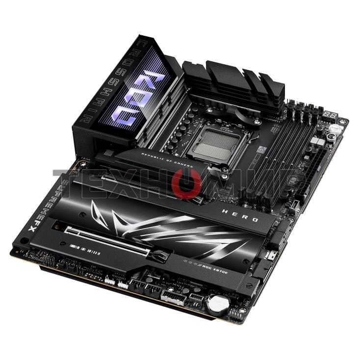 Материнская плата ASUS ROG CROSSHAIR X870E HERO, AM5, AMD X870E, 4xDDR5, 4xSATA, 5xM.2, 2xPCI-E 5.0 x16, 1xHDMI, 2xUSB-C (видео), 2x 5Gb LAN, 6xUSB-A 3.2 Gen 2, 2xUSB-C 3.2 Gen 2, 2xUSB4, 2x3.5 мм, 7.1, ATX