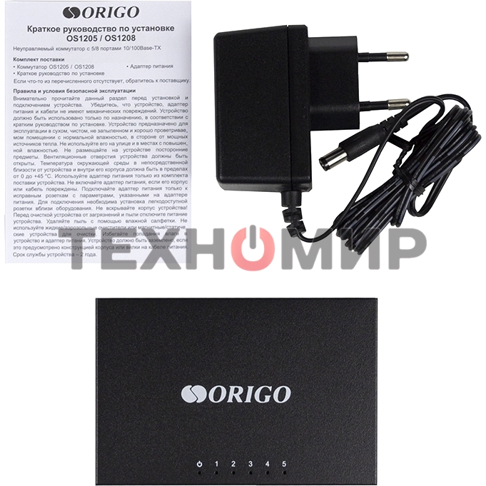 Коммутатор неуправляемый 5-портовый ORIGO OS1205/A1A 10/100 Мбит/с