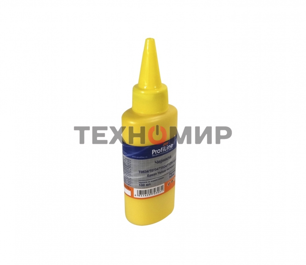 Чернила ProfiLine PL-T0634/T0734/T0924/T1284 для принтеров Epson Yellow C67/C79/C87/C91/CX3700/4100/4300/4700/3900/3905/4900/TX106/109/117/119/T26/T27/S22/125/130/420W/425W/Office BX305F/BX305FW водн 100 мл