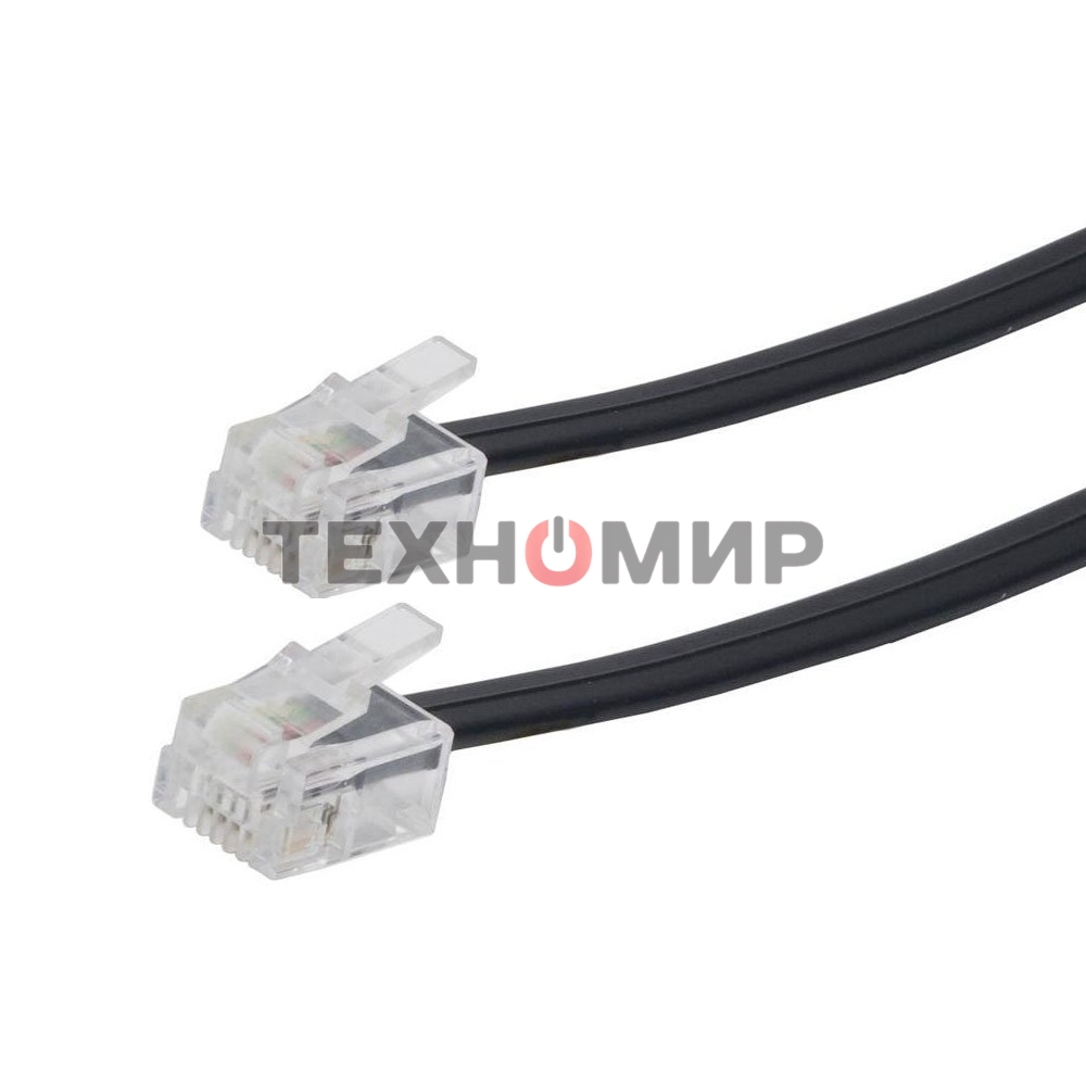 Кабель телефонный аппарат-розетка Cablexpert TC6P4C-5M-BK, 5 м черный