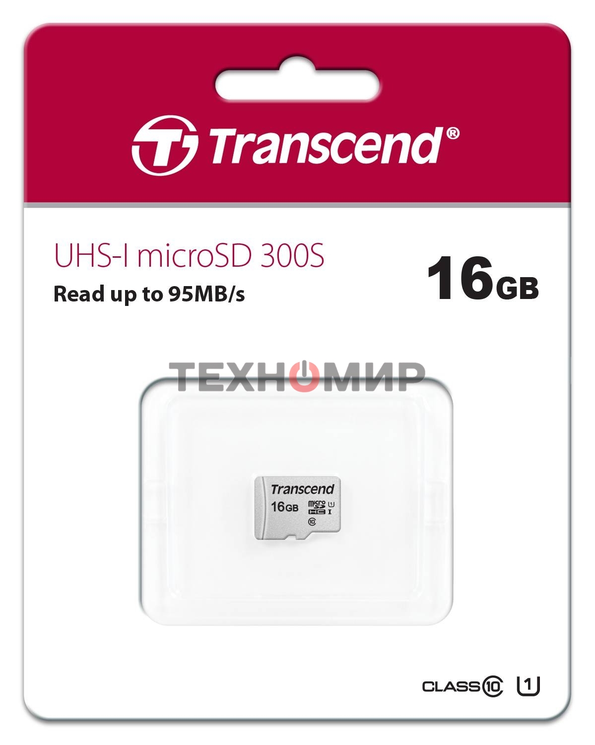Флеш карта microSD 16Gb Transcend microSDHC Class 10 UHS-1 U1, (без адаптера), TLC