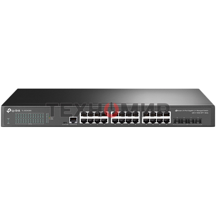 Коммутатор TP-Link JetStream 24-port Gigabit L2/L2+ Managed Switch with 4 SFP slots, support SDN controller, abundant L2/L2+ features, 1U rack mountable, full managed via web UI/CLI/Console/SSH/Telnet/SNMP.