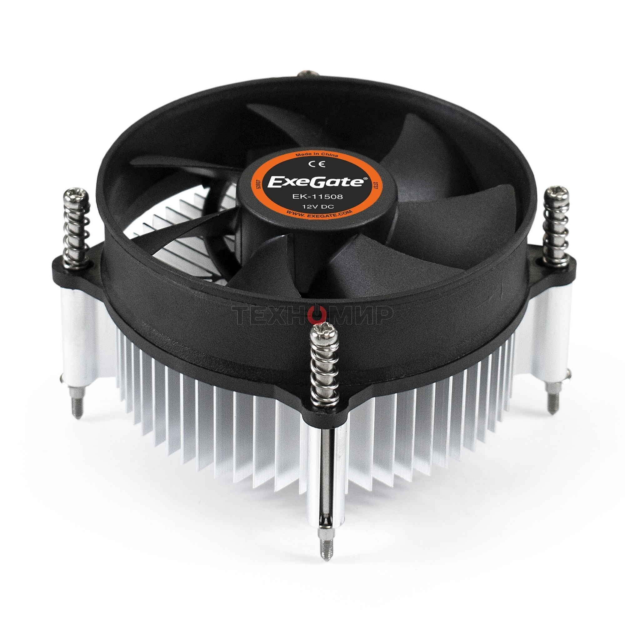 Кулер для процессора ExeGate EK-11508 серебристый/черный, 90 мм, алюминий, 2200 об/мин, 22 дБ, 3 pin, 75 Вт, 60 мм