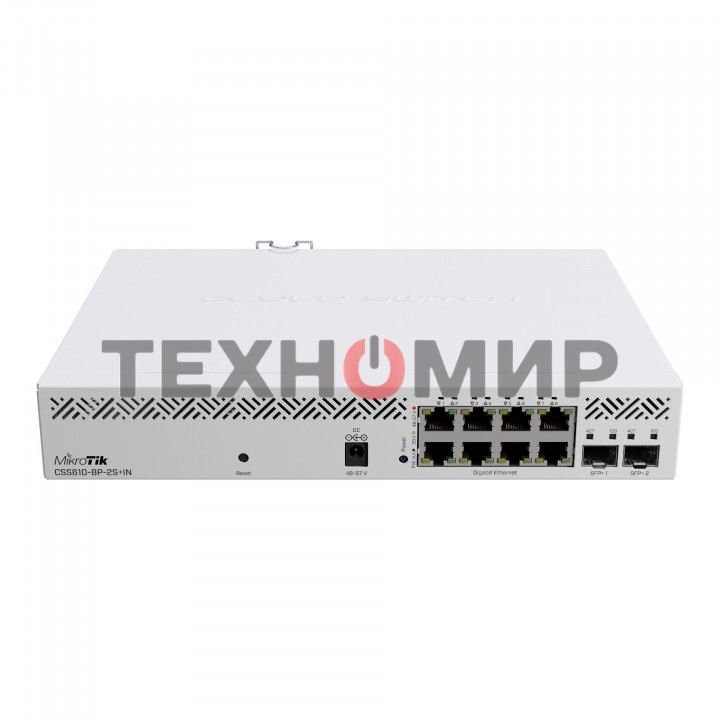 Коммутатор MikroTik CSS610-8P-2S+IN PoE-коммутатор, 8х 1G RJ45, 2х SFP+, раздача PoE 140 Вт, SwitchOS Lite