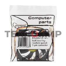 Вентилятор для корпуса Gembird черный, 80 мм, 2600 об/мин, 27 дБ, 3 pin