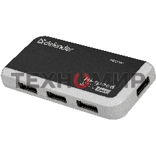 Разветвитель USB Defender QUADRO INFIX USB2.0 - 4 порта, скор. - до 480 Мбит/с, + кабель USB 2.0 A(M) - MiniB (M) - 1м.