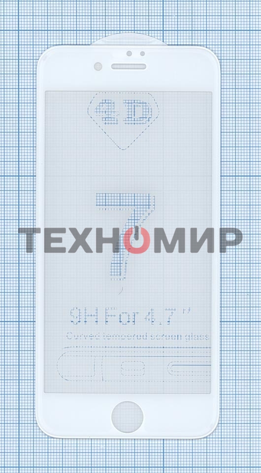 Защитное стекло 4D для Apple iPhone 7/8 белый