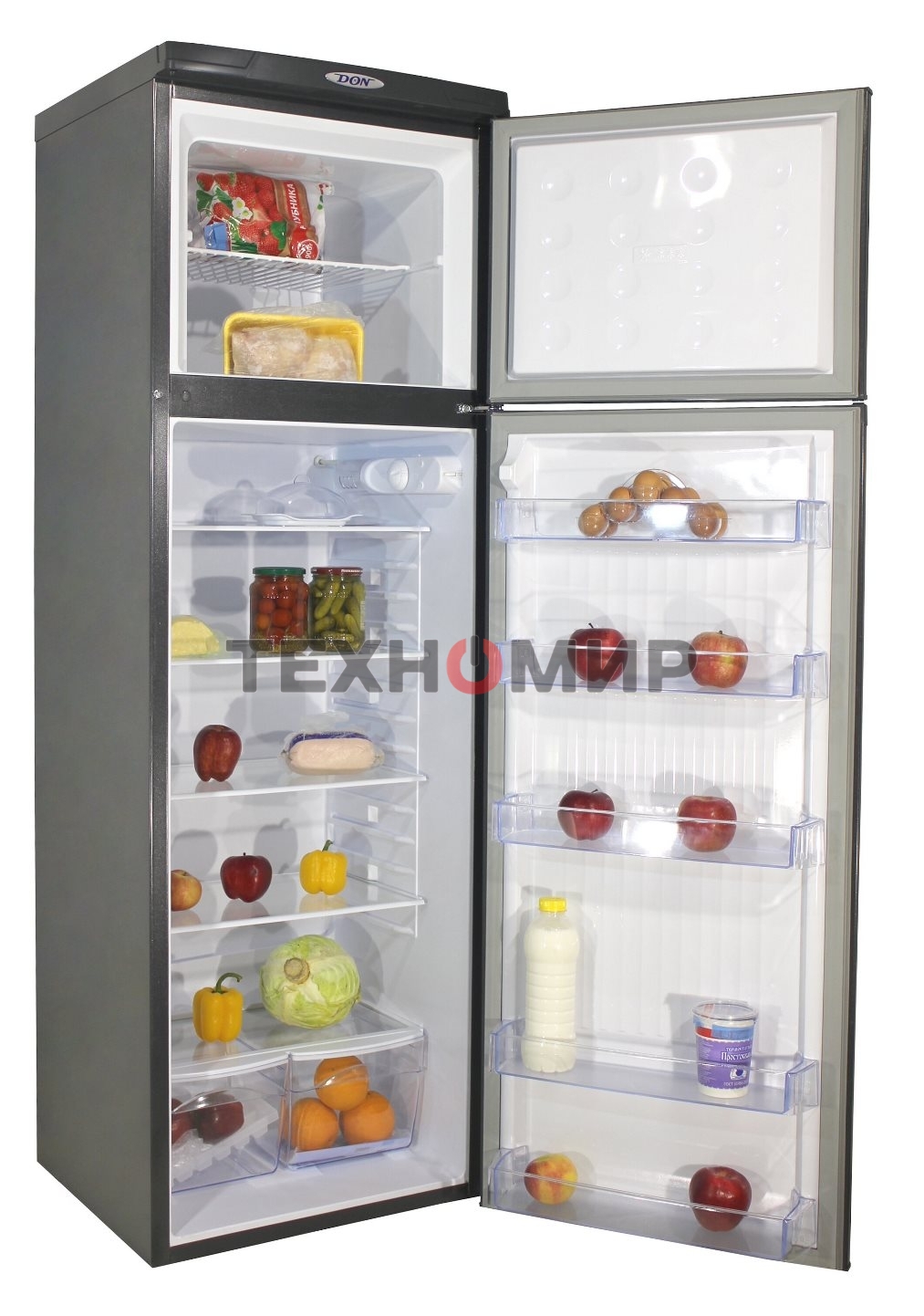 Холодильник DON R-236 G графит зеркальный двухкамерный 250/70л морозилка сверху