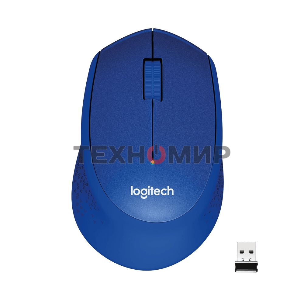 Мышь беспроводная Logitech M330 SILENT PLUS синий, 1000 dpi, радиоканал, USB, кнопки - 3