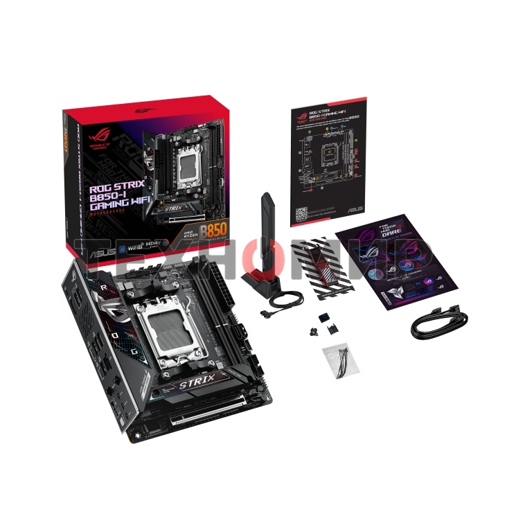 Материнская плата ASUS ROG STRIX B850-I GAMING WIFI, AM5, AMD B850, 2xDDR5, 2xM.2, 2xSATA, PCIe 4.0 x16, 1xHDMI, 1xUSB Type-C, 1x2.5Gb LAN, Wi-Fi 7, Bluetooth 5.4, 5xUSB-A 10Gbps, 1xUSB-C 20Gbps, 2xUSB-A 2.0, 3x3.5 мм, S/PDIF, 7.1, Mini-ITX