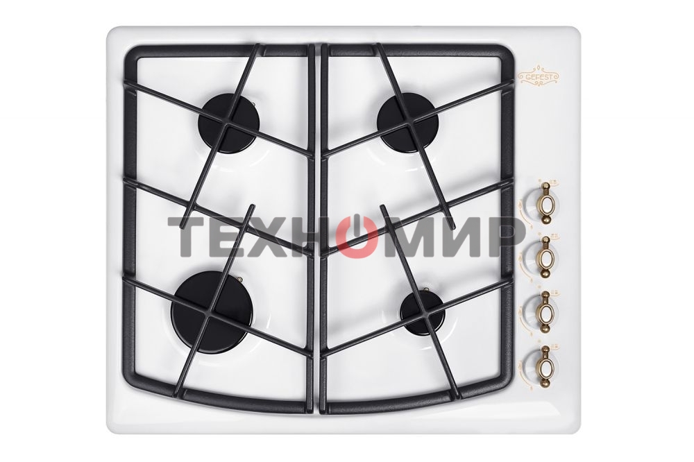Газовая варочная панель Gefest СН 1211 К82/4 газовые конфорки переключатели поворотные электроподжиг независимая установка габариты (ШхГ) 59x51 см