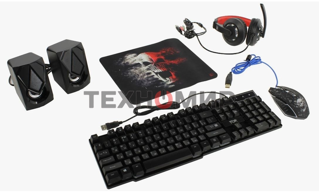 Комплект клавиатура+мышь Defender Tor MHP-127 проводной, USB, 3200 DPI, чёрный