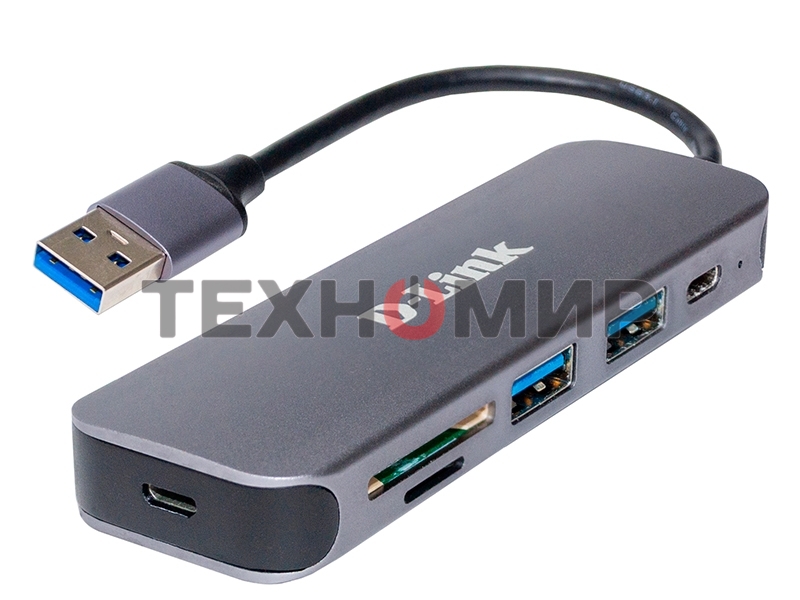 USB-концентратор D-Link DUB-1325/A2A с 2 портами USB 3.0, 1 портом USB Type-C, слотами для карт SD и microSD и разъемом USB 3.0