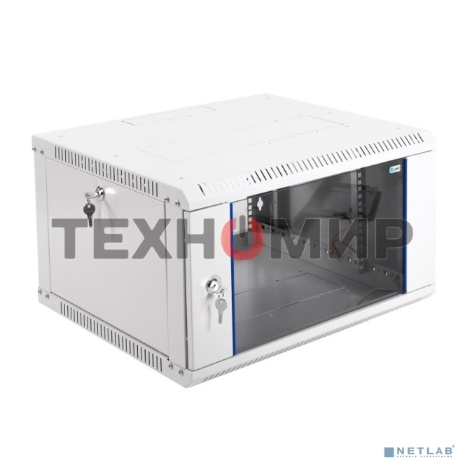 Шкаф телеком. настенный разборный 6U (600х520) дверь стекло (ШРН-Э-6.500) (1 коробка)