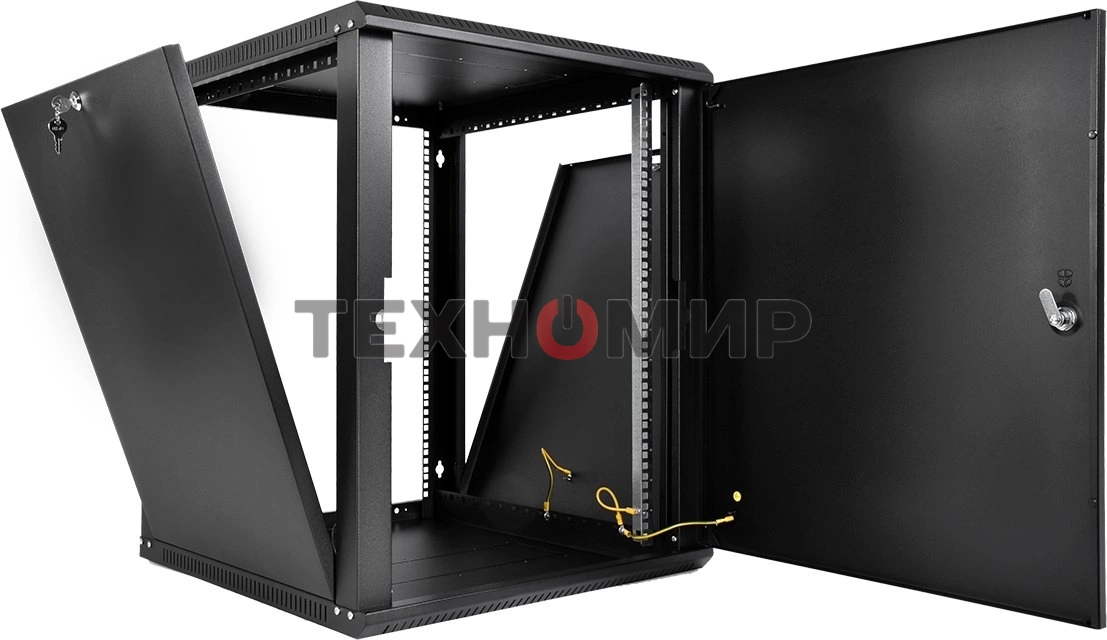 Шкаф телекоммуникационный настенный разборный ЦМО ЭКОНОМ 12U (600 x 650) дверь металл, черный (ШРН-Э-12.650.1-9005)