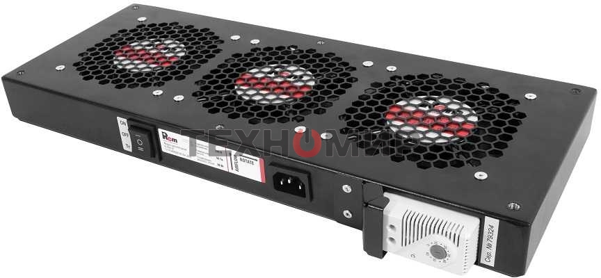 Модуль вентиляторный ЦМО, 3 вентилятора с терморегулятором, черный R-FAN-3T-9005