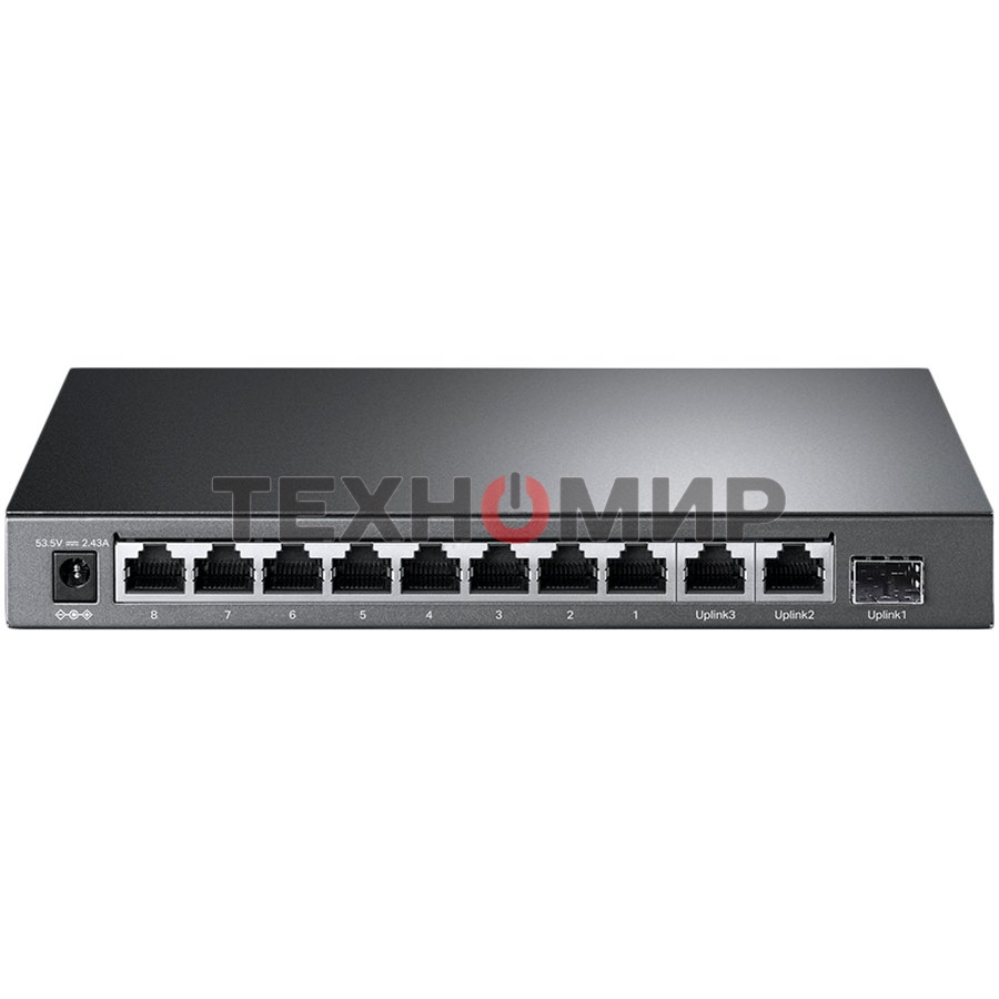 Коммутатор TP-Link 8-port 10/100Mbps Unmanaged PoE switch, 2 Gb RJ45 + 1 Gb SFP uplinks, PoE budget up to 124W