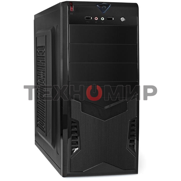 Компьютерный корпус Miditower ExeGate CP-601 Black, ATX, (без БП), 2хUSB, Audio