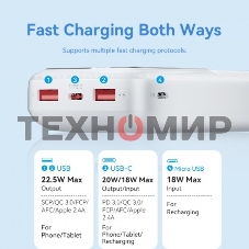 Портативный аккумулятор Vention 20000mAh(M/C-A/A)22.5W Черный с LED Дисплеем