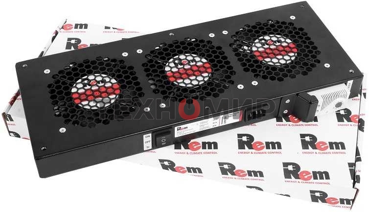 Модуль вентиляторный ЦМО, 3 вентилятора с терморегулятором, черный R-FAN-3T-9005