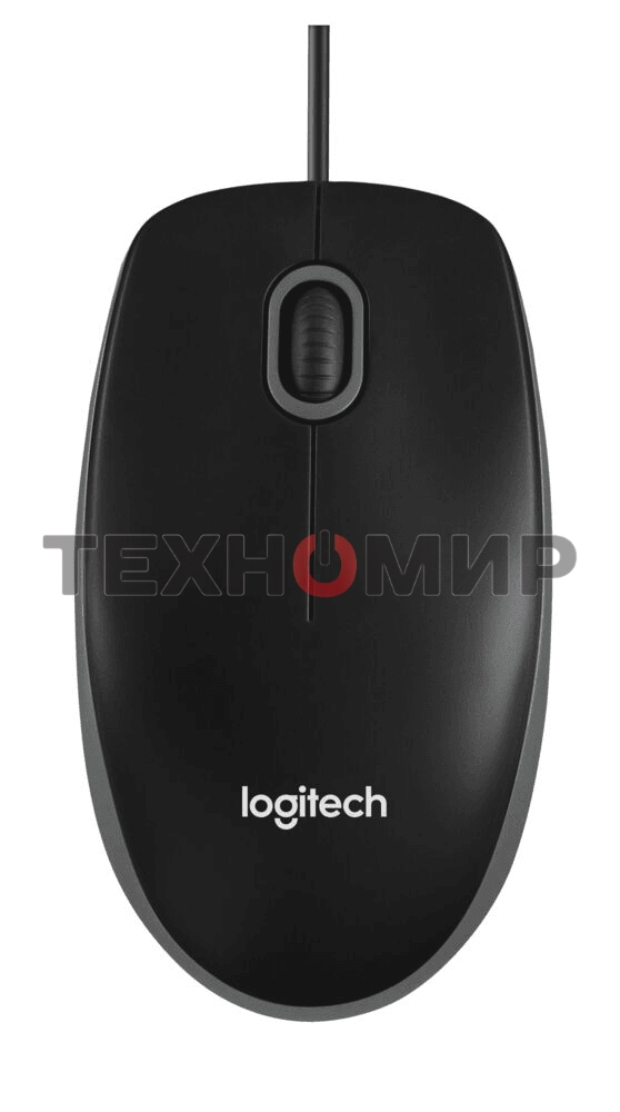 Мышь проводная Logitech B100 черный, 1000 dpi, USB, кнопки - 3