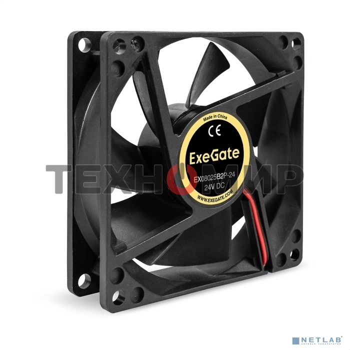 Вентилятор для корпуса ExeGate EX08025B2P-24 черный, 80 мм, 2850 об/мин, 28.5 дБ, 2 pin
