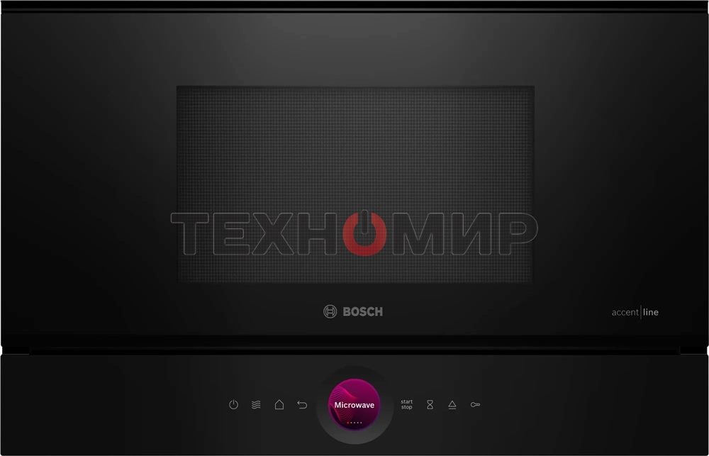 Микроволновая печь встраиваемая Bosch BFR9221B1 черный, 21 л, 900 Вт, переключатели - поворотный механизм/сенсор