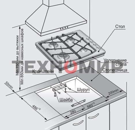 Газовая варочная панель Gefest СН 1211 К3 черный