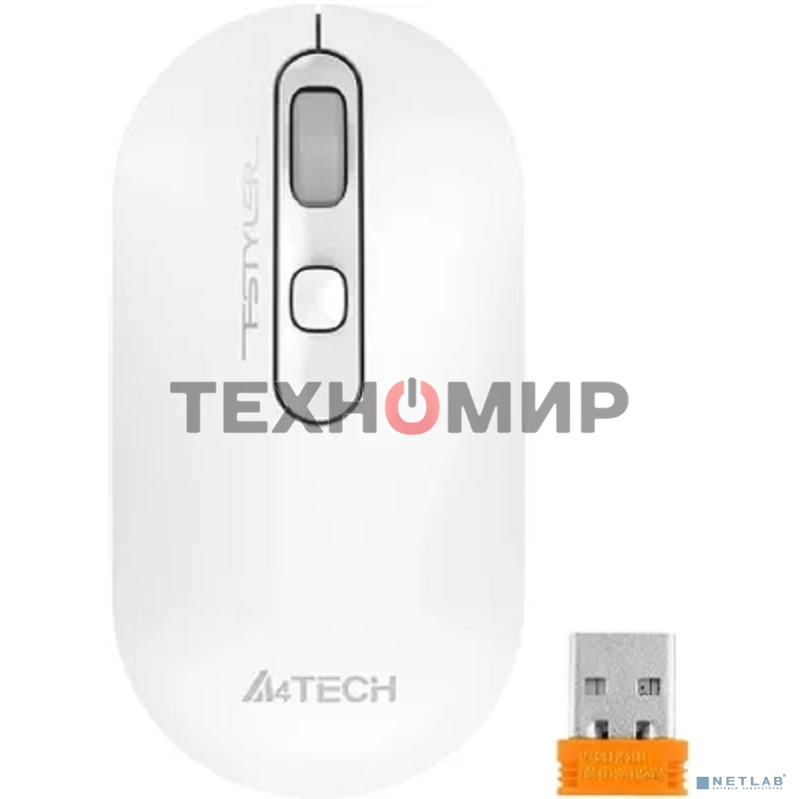 Мышь беспроводная A4Tech Fstyler FG20S белый/серый, 2000 dpi, радиоканал, USB, кнопки - 3