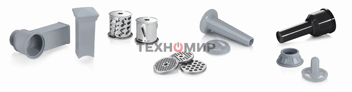 Мясорубка электрическая Bosch MFW67440 черный, 2000 Вт, 3.5 кг/мин, реверс, защита от перегрузки, насадки - 7