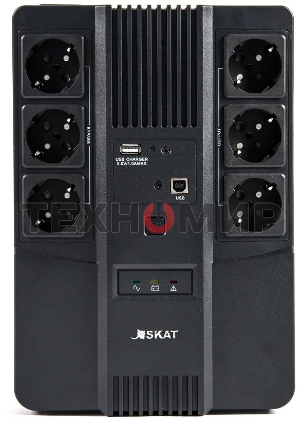 Источник бесперебойного питания Бастион SKAT-UPS 600 AI 220В 360Вт 1АКБ 7А·ч внутр. меандр. стаб-ция напр-я. 6 выходов (8998)