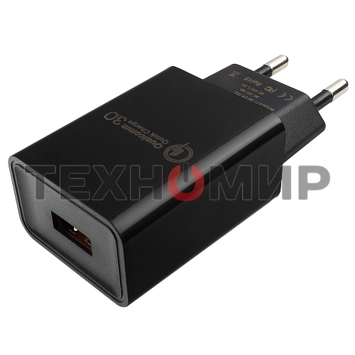 Сетевое зарядное устройство Cablexpert MP3A-PC-17, QC 3.0, 100/220V - 1 USB порт 5/9/12V, черный