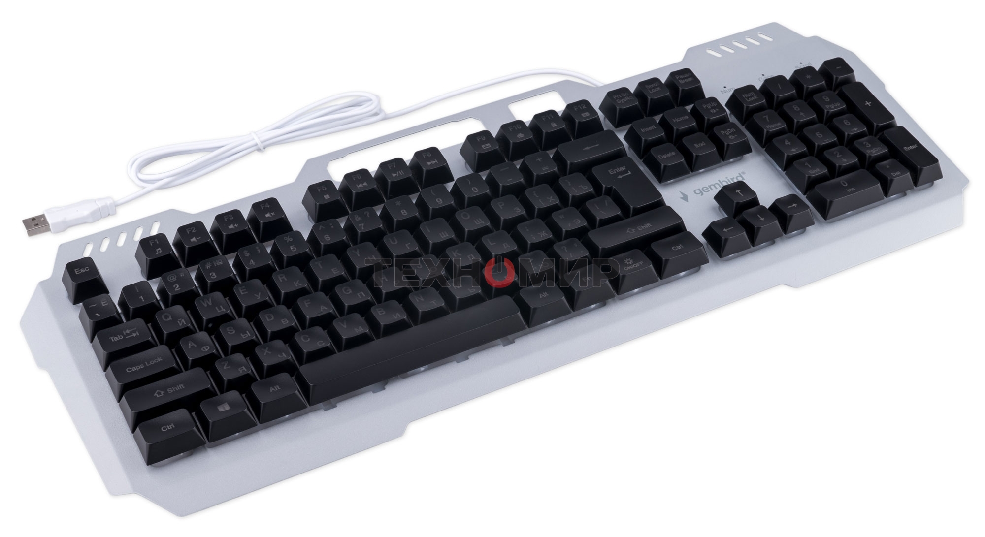 Клавиатура Gembird KB-G710M-S проводная, USB Type-A, чёрный/серебристый