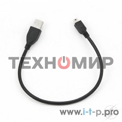 Кабель Gembird USB 2.0 PRO для соед. 0,3м AM/miniBM позол.конт., черный